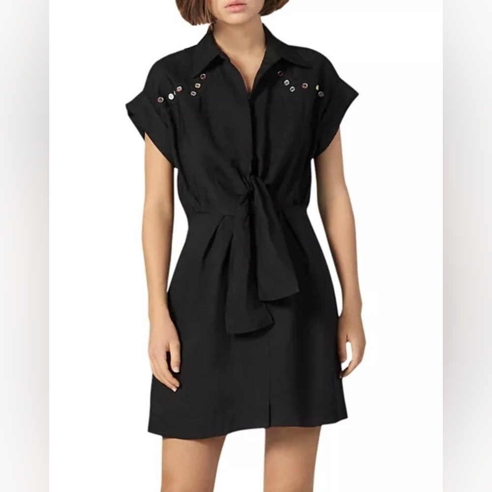 Sandro Mavel Tie-Front Western Shirt Dress